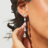 Evelyn multi pear CZ linear earrings (silver)