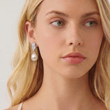 Fairmont emerald cut pearl drop earrings (silver)