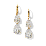 Farrah zirconia pear drop leverback earrings (gold)