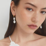 Farrah zirconia pear drop leverback earrings (gold)
