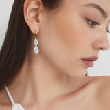 Farrah zirconia pear drop leverback earrings (silver)