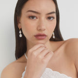 Farrah zirconia pear drop leverback earrings (gold)