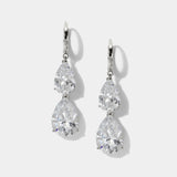 Farrah zirconia pear drop leverback earrings (silver)