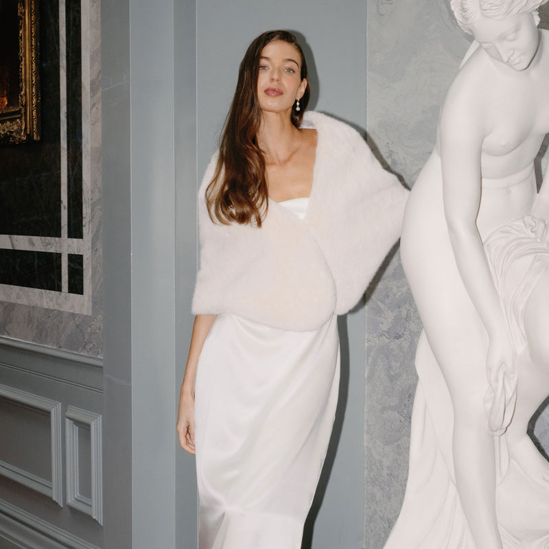 Farrow ivory faux fur bridal wrap - Liberty in Love