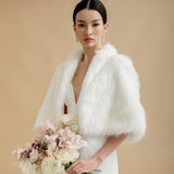 Faux fur bridal cape (ivory whisper) - Liberty in Love