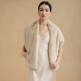 Faux fur pocket bridal stole (biscuit cloud) - Liberty in Love