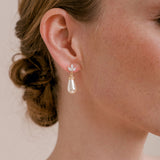 Fleurette navette teardrop pearl earrings and necklace set (gold) - Liberty in Love