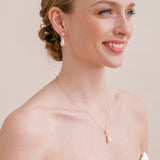 Fleurette navette teardrop pearl earrings and necklace set (gold) - Liberty in Love