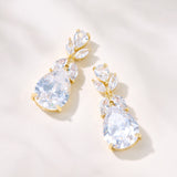 Flora crystal teardrop earrings (gold) - Liberty in Love