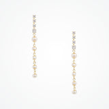 Freshwater pearl and CZ long drop earrings (gold) - Liberty in Love
