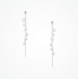 Seed pearl chain drop earrings (silver) - Liberty in Love