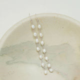 Freshwater pearl long drop earrings (silver)