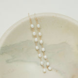 Freshwater pearl long drop earrings (gold)