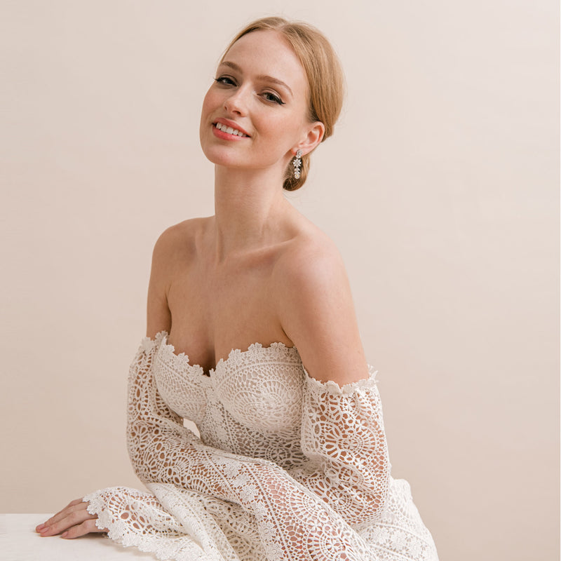 Gialla crystal floral drop earrings - Liberty in Love