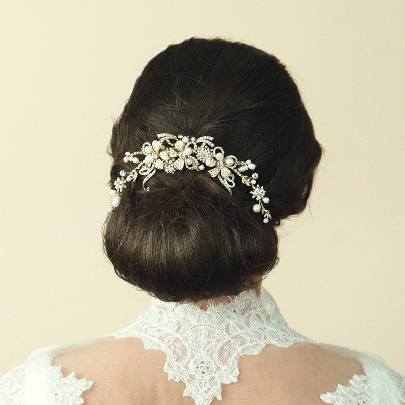 Gold pearl crescent comb - Liberty in Love