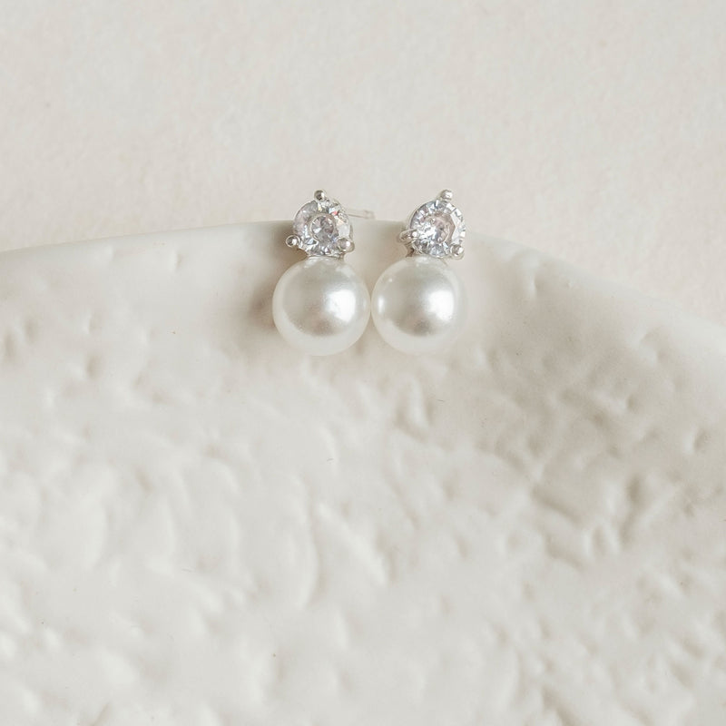 Grace crystal and pearl earrings (silver) - Liberty in Love