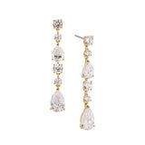 Halle zirconia long linear drop earrings (gold)