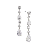 Halle zirconia long linear drop earrings (silver)