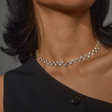 Halle CZ statement adjustable collar necklace (silver)