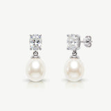 Hampstead pearl and zirconia drop earrings (silver)