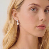 Hampstead pearl and zirconia drop earrings (gold)