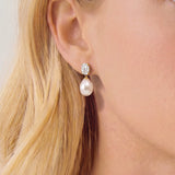 Hampstead pearl and zirconia drop earrings (gold)