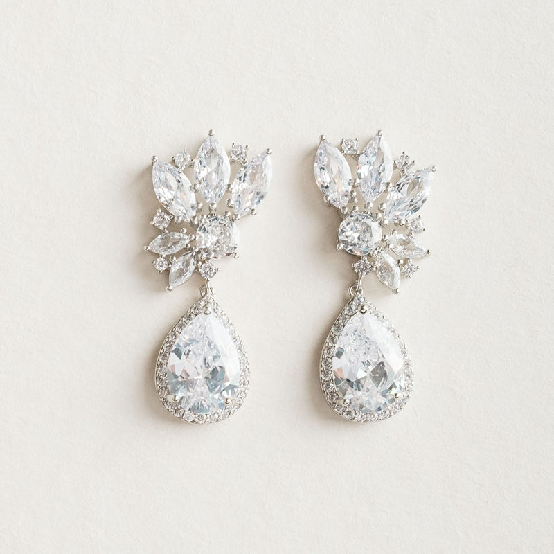 Harlow clustered crystal bridal statement earrings - Liberty in Love