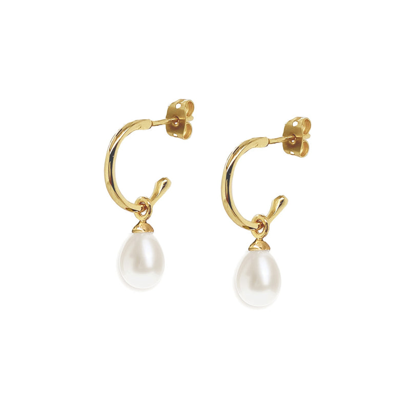 Harrow hoop pearl drop earrings (gold) - Liberty in Love