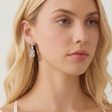 Hyde Park emerald cut zirconia drop earrings (silver)