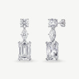 Hyde Park emerald cut zirconia drop earrings (silver)