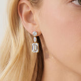 Hyde Park emerald cut zirconia drop earrings (gold)