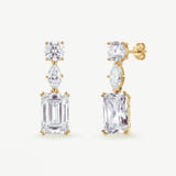 Hyde Park emerald cut zirconia drop earrings (gold)
