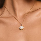 Icon pavé halo pearl necklace (silver)
