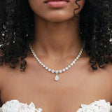 Imperial zirconia teardrop necklace (silver) - Liberty in Love