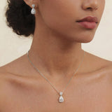 Imperial zirconia teardrop pendant necklace (silver)