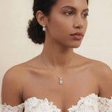 Imperial zirconia teardrop pendant necklace (silver)