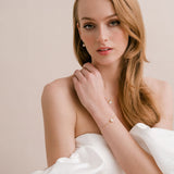 Infinite minimal pear zirconia necklace and bracelet set (gold) - Liberty in Love
