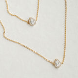 Infinite minimal pear zirconia necklace and bracelet set (gold)
