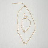 Infinite minimal pear zirconia necklace and bracelet set (gold) - Liberty in Love