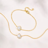 Infinite minimal pear zirconia chain necklace (gold)
