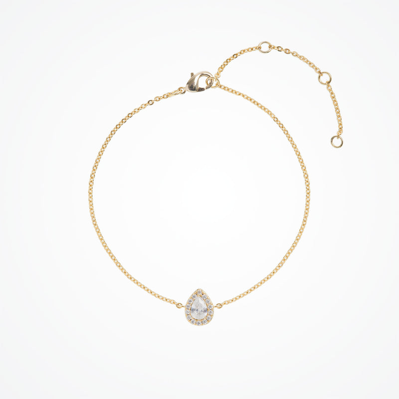 Infinite minimal pear zirconia necklace and bracelet set (gold) - Liberty in Love