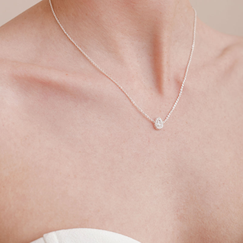 Infinite minimal pear zirconia chain necklace (silver) - Liberty in Love