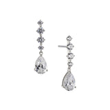 Invitation only pear CZ short drop earrings (silver)