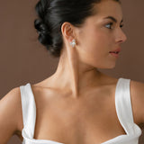 Iskra floral pearl stud earrings