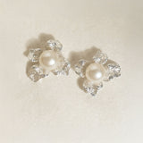 Iskra floral pearl stud earrings