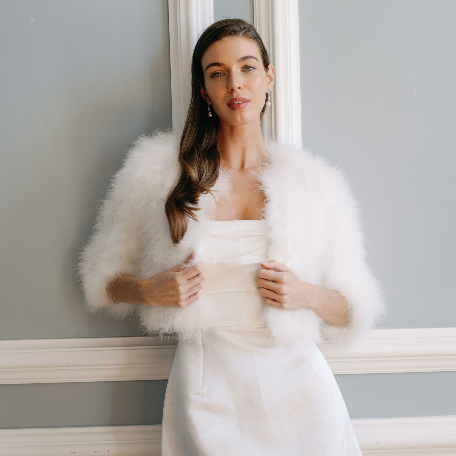 ivory cropped jacket to wear over dress Ivory Cropped Jacket