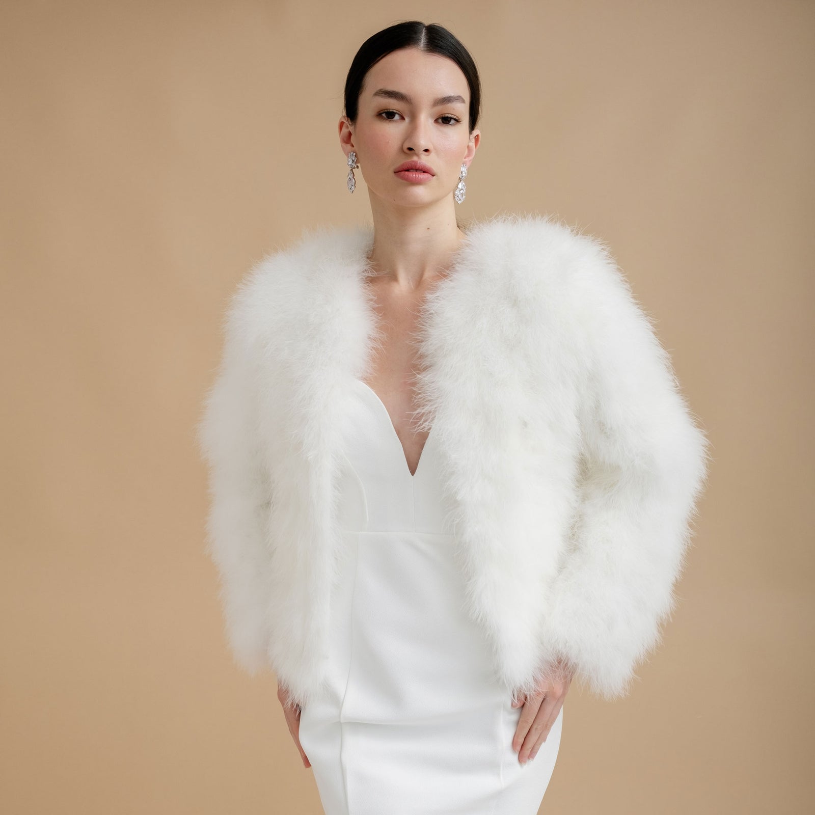 ◇SOMEWHERE BUTTER.◇ Half Fur Jacket Ivory Cropped feather jacket - White - Yves Salomon - Women