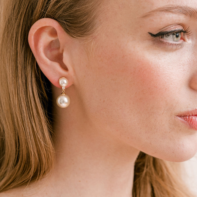 Jette double pearl earrings (gold) - Liberty in Love