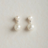 Jette double pearl earrings (silver) - Liberty in Love