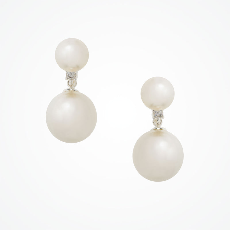 Jette double pearl earrings (silver) - Liberty in Love